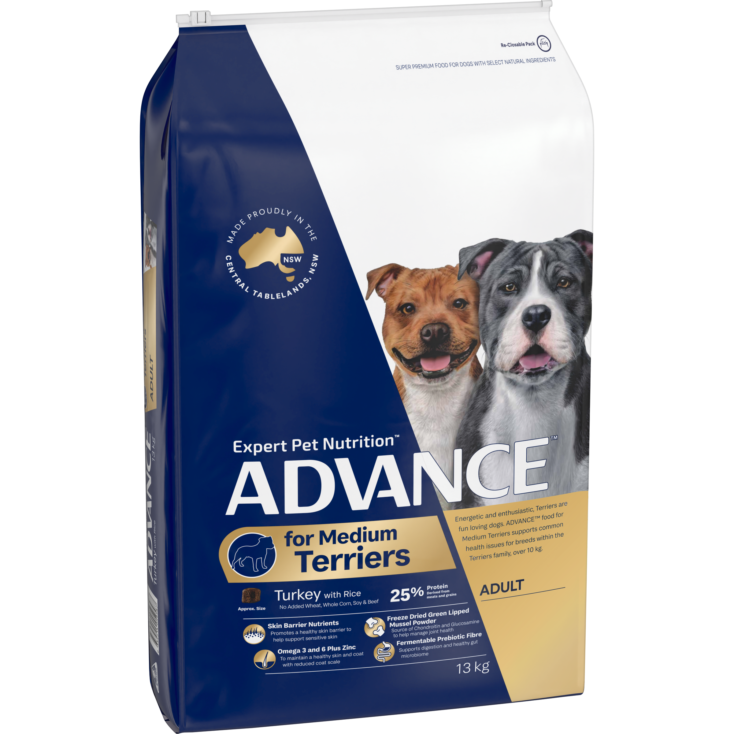 ADVANCE Medium Terriers Dry Dog Food Turkey with Rice bag