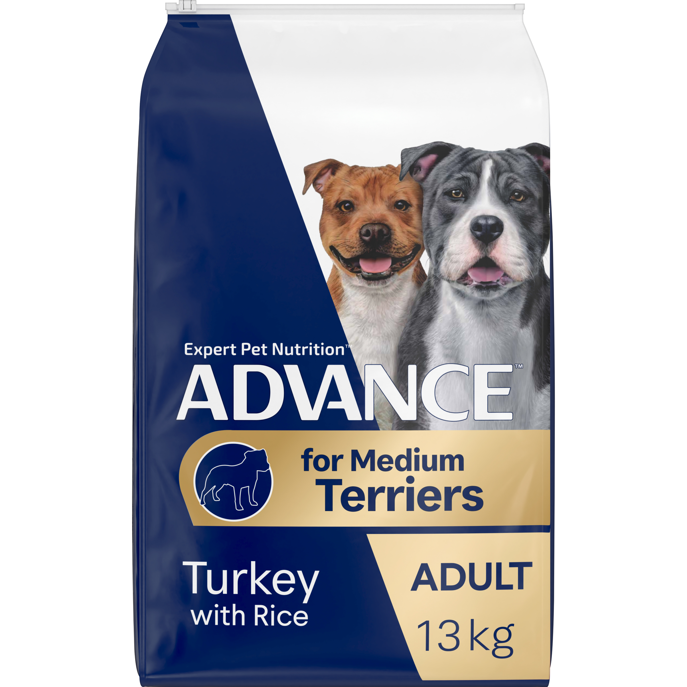 ADVANCE for Medium Terriers Adult Turkey with Rice 13kg bag, angled front view