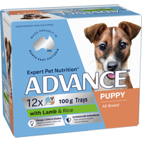 ADVANCE Puppy with Lamb and Rice wet dog food, 12 x 100g tray carton