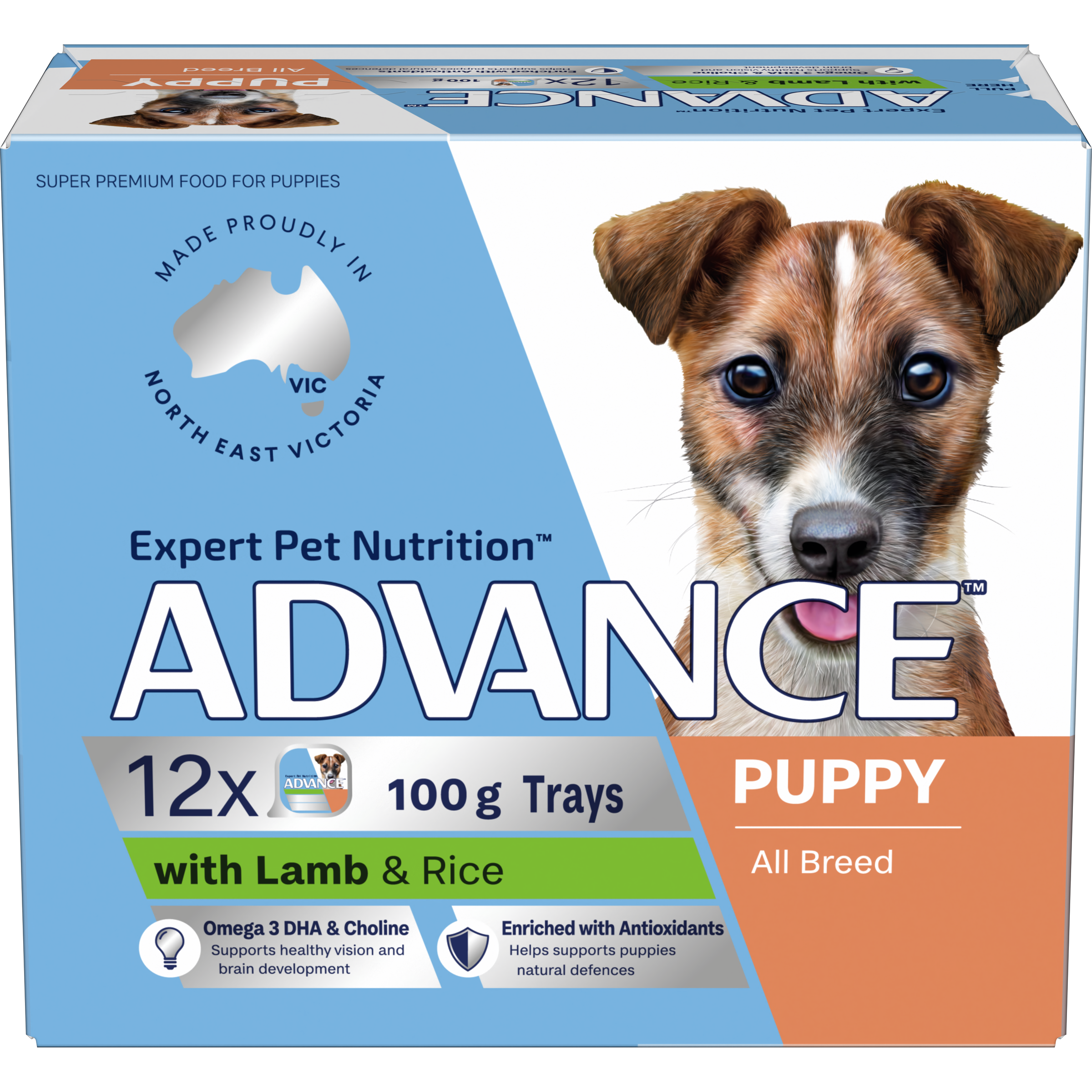ADVANCE Puppy Single Serve Wet Dog Food Trays with Lamb & Rice front of pack
