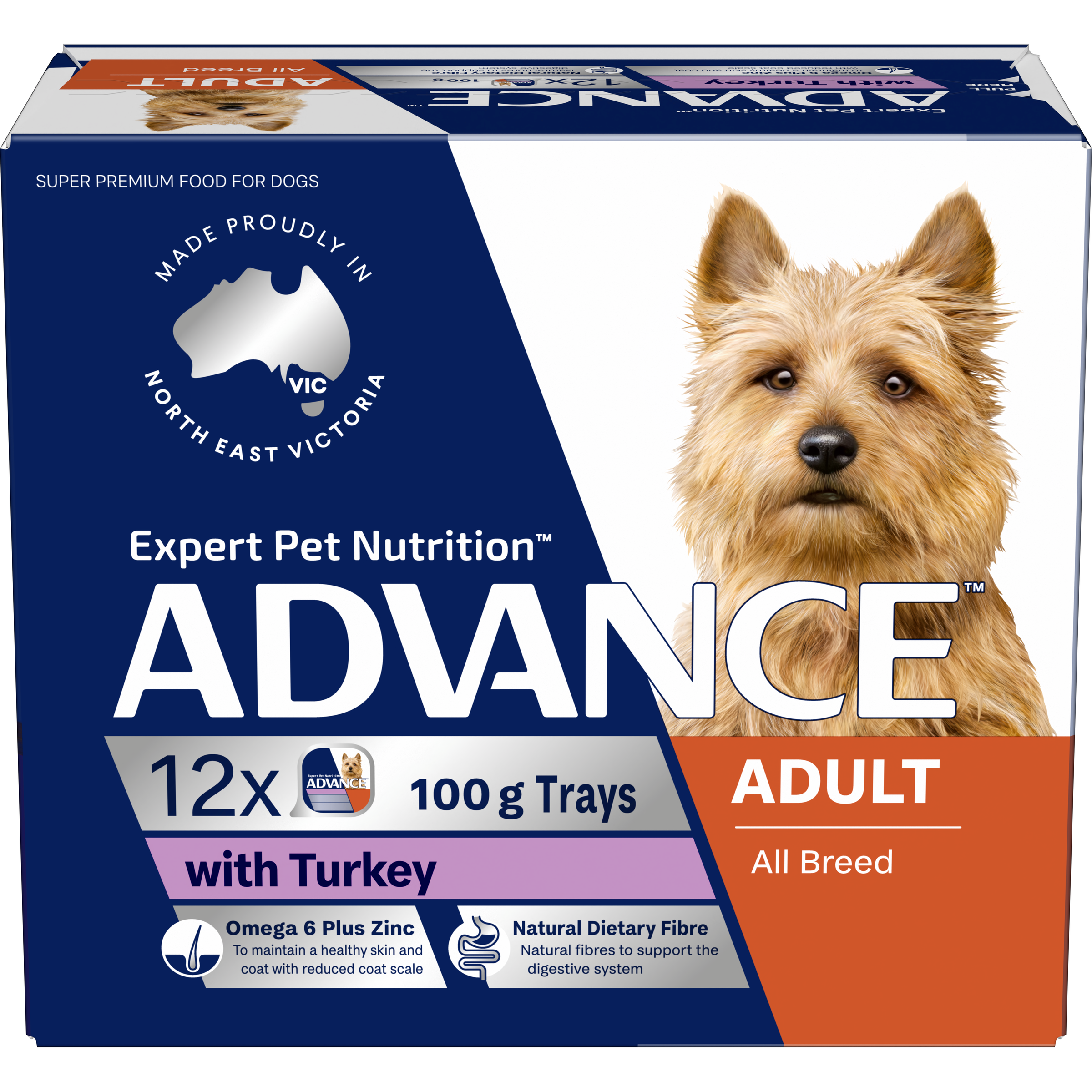 ADVANCE Adult Single Serve Wet Dog Food Trays with Turkey front of pack