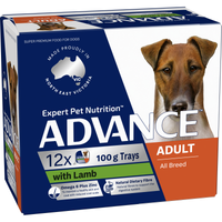 ADVANCE Adult with Lamb wet dog food, 12 x 100g tray carton