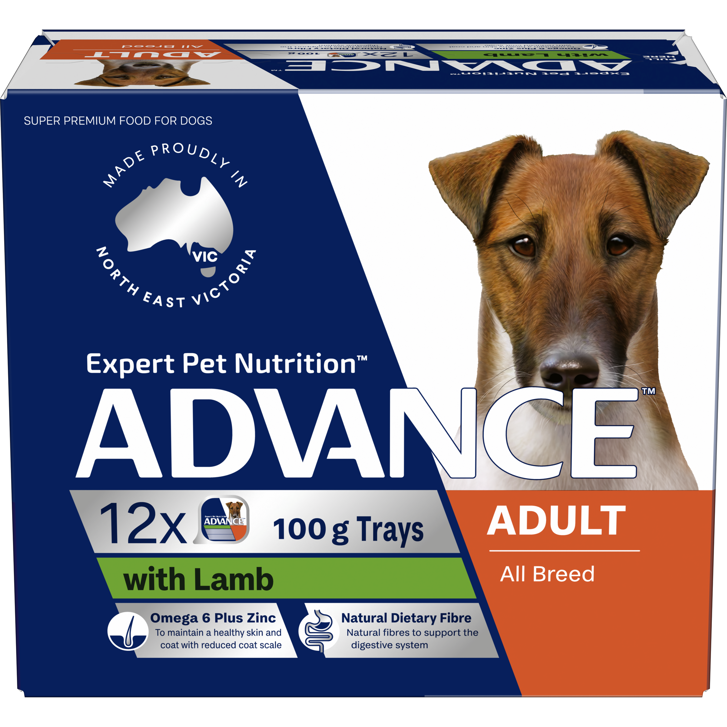 ADVANCE Adult Single Serve Wet Dog Food Trays with Lamb front of pack