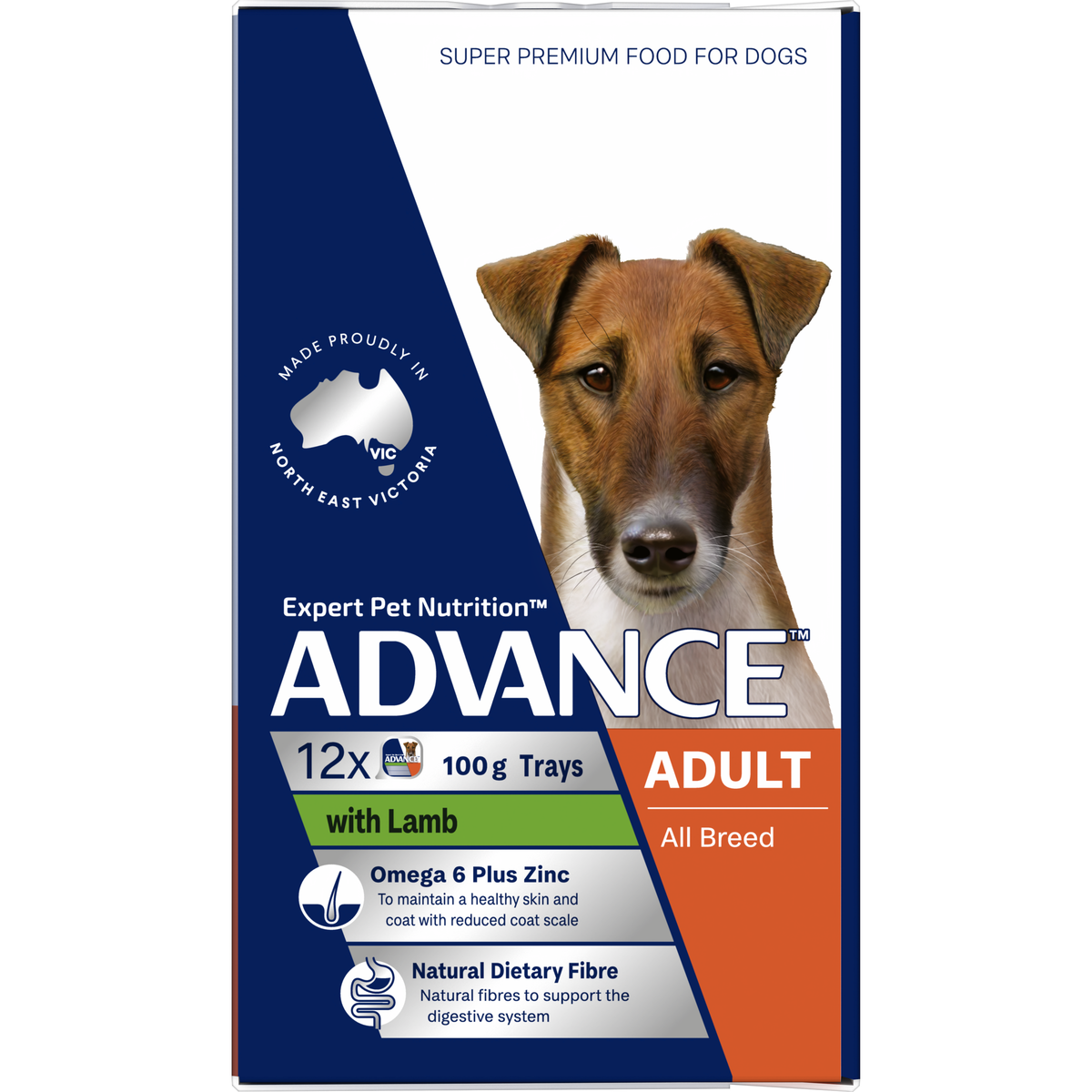 ADVANCE Adult with Lamb tray carton, alternate side view