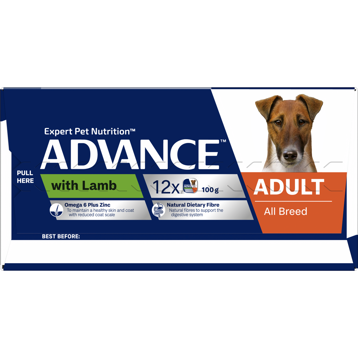 Top of the ADVANCE Adult with Lamb 12 x 100g tray carton