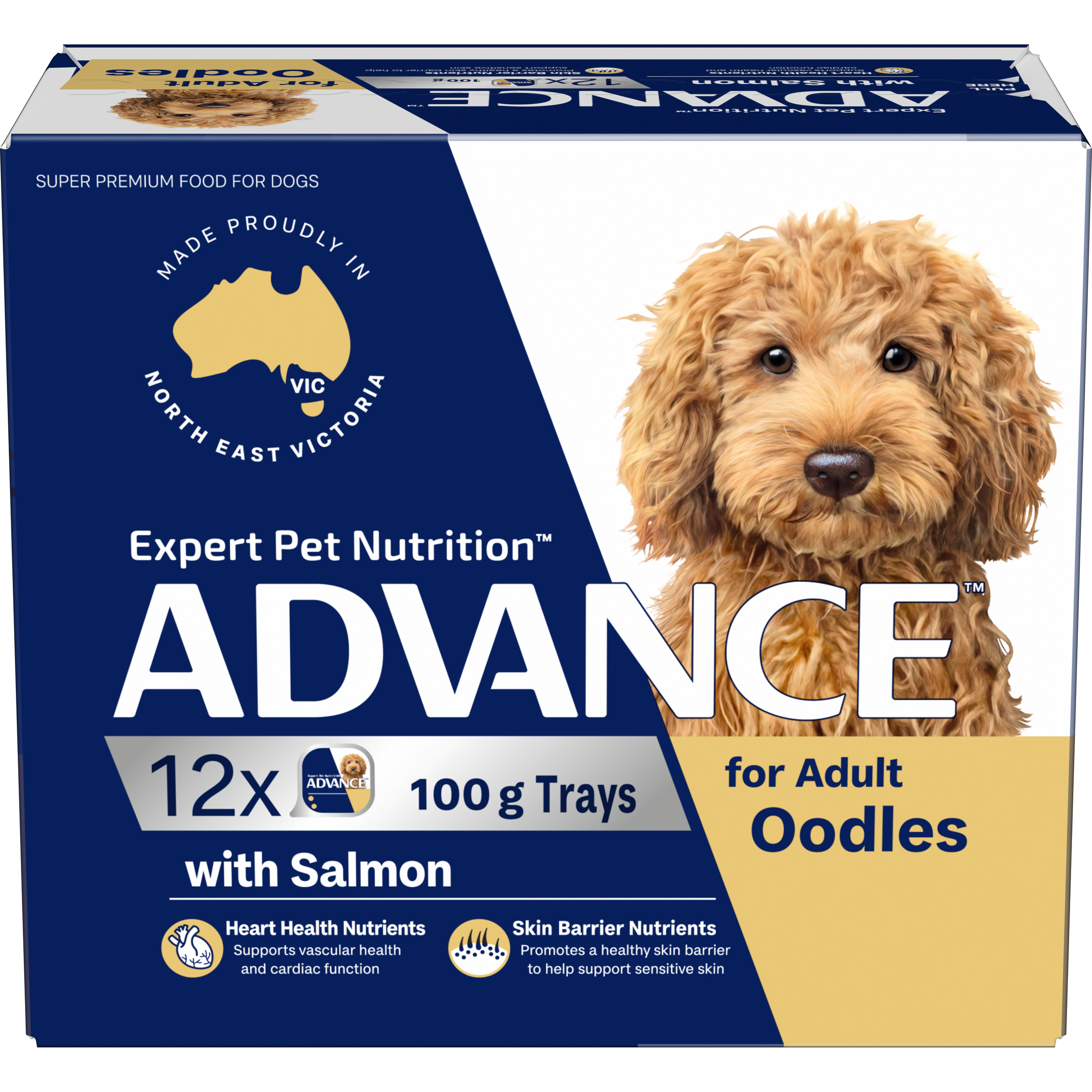 ADVANCE Adult Single Serve Wet Dog Food Trays Oodles with Salmon front of pack