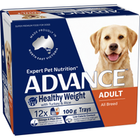 ADVANCE Healthy Weight Adult with Turkey and Rice wet dog food, 12 x 100g tray carton