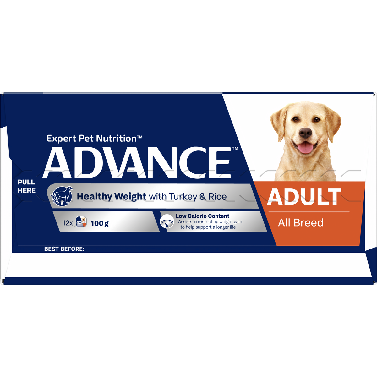 Top of the ADVANCE Healthy Weight with Turkey and Rice 12 x 100g tray carton