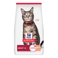 Hill's Science Diet Adult Salmon and Brown Rice dry cat food bag, front of pack