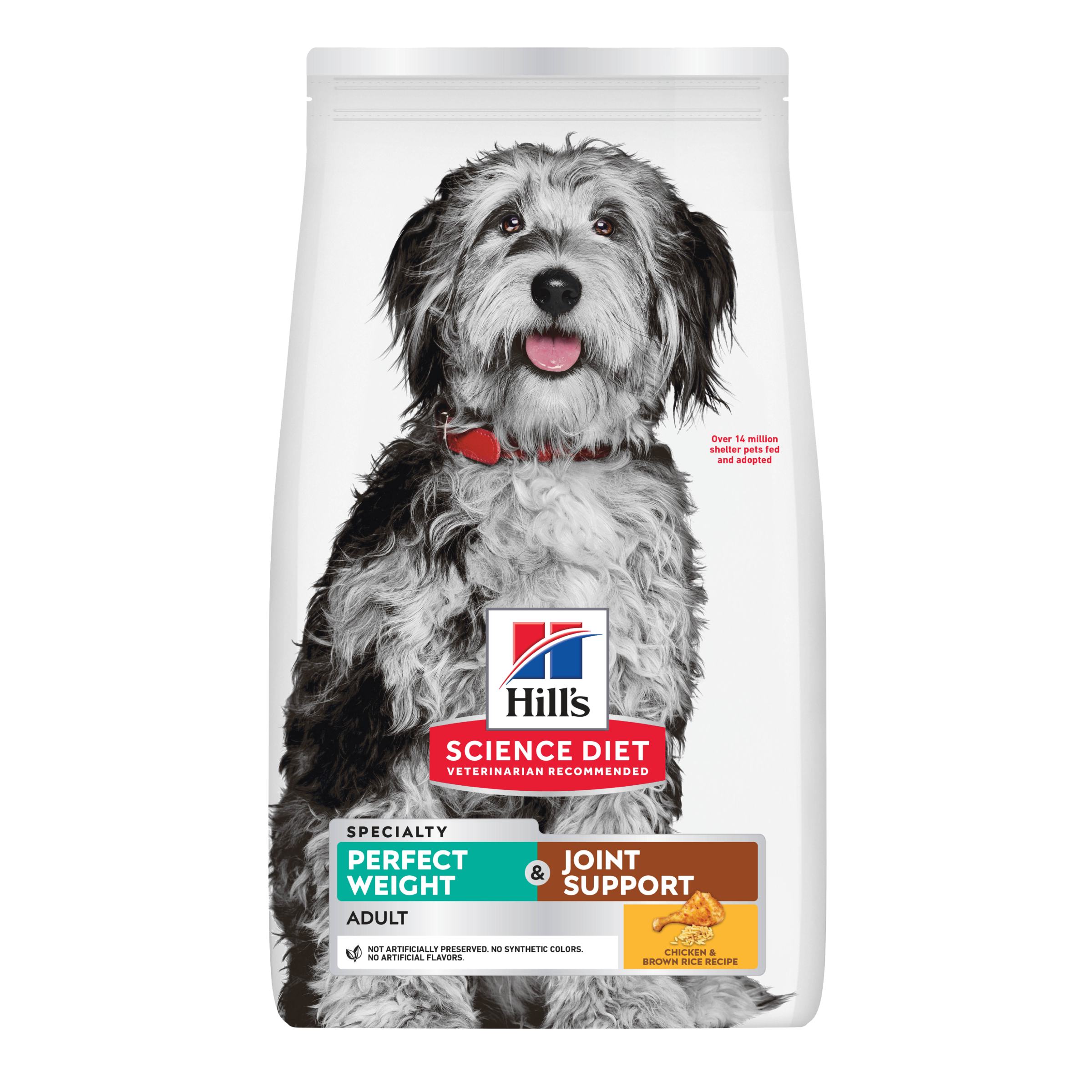 Hill's Science Diet Dry Dog Food Adult Perfect Weight & Joint Support Chicken Recipe front of pack