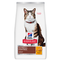 Hill's Science Diet Adult Hairball Control dry cat food bag, front of pack