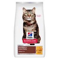Hill's Science Diet Adult 7+ Hairball Control dry cat food bag, front of pack