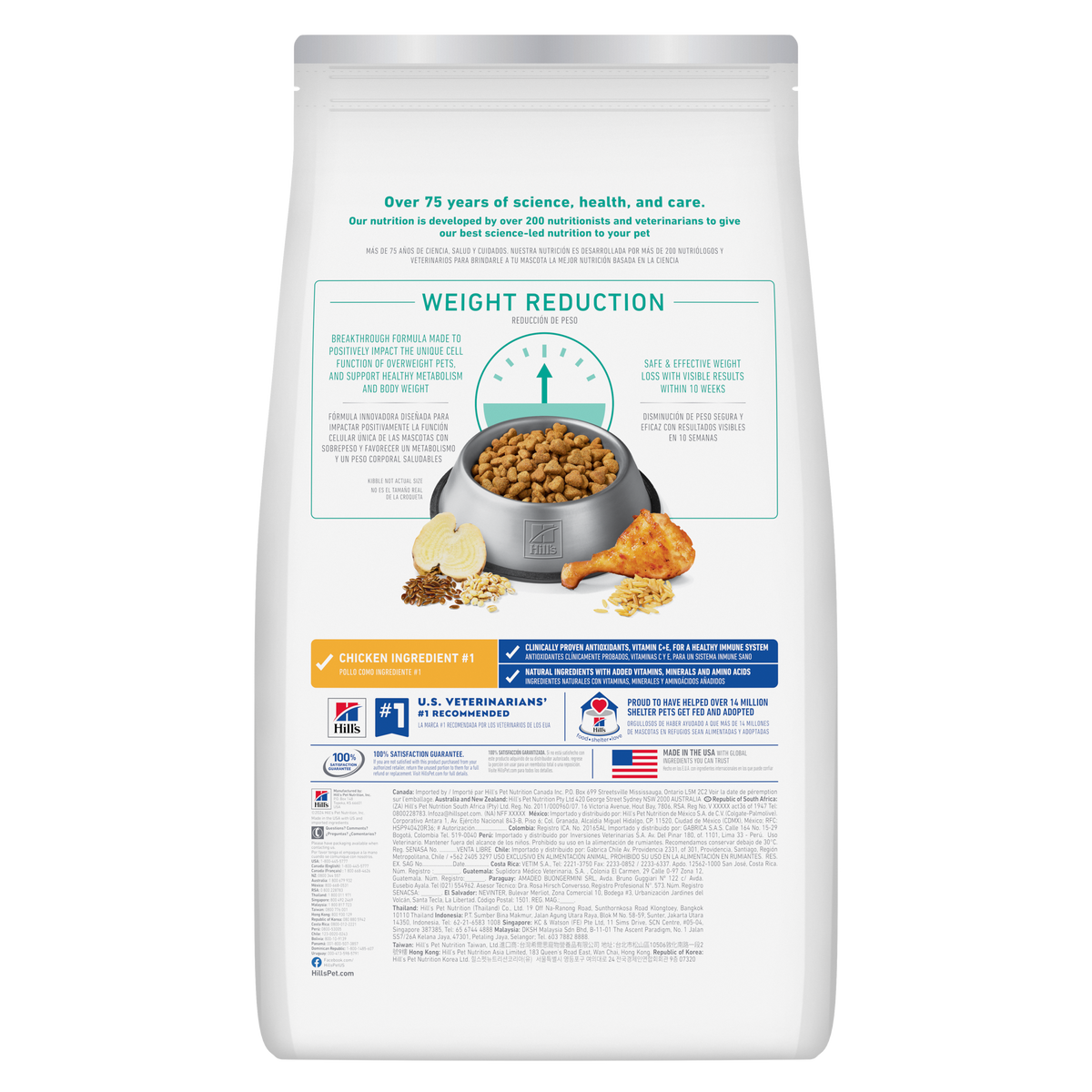 Back of the Hill's Science Diet Adult Perfect Weight Large Breed dry dog food bag