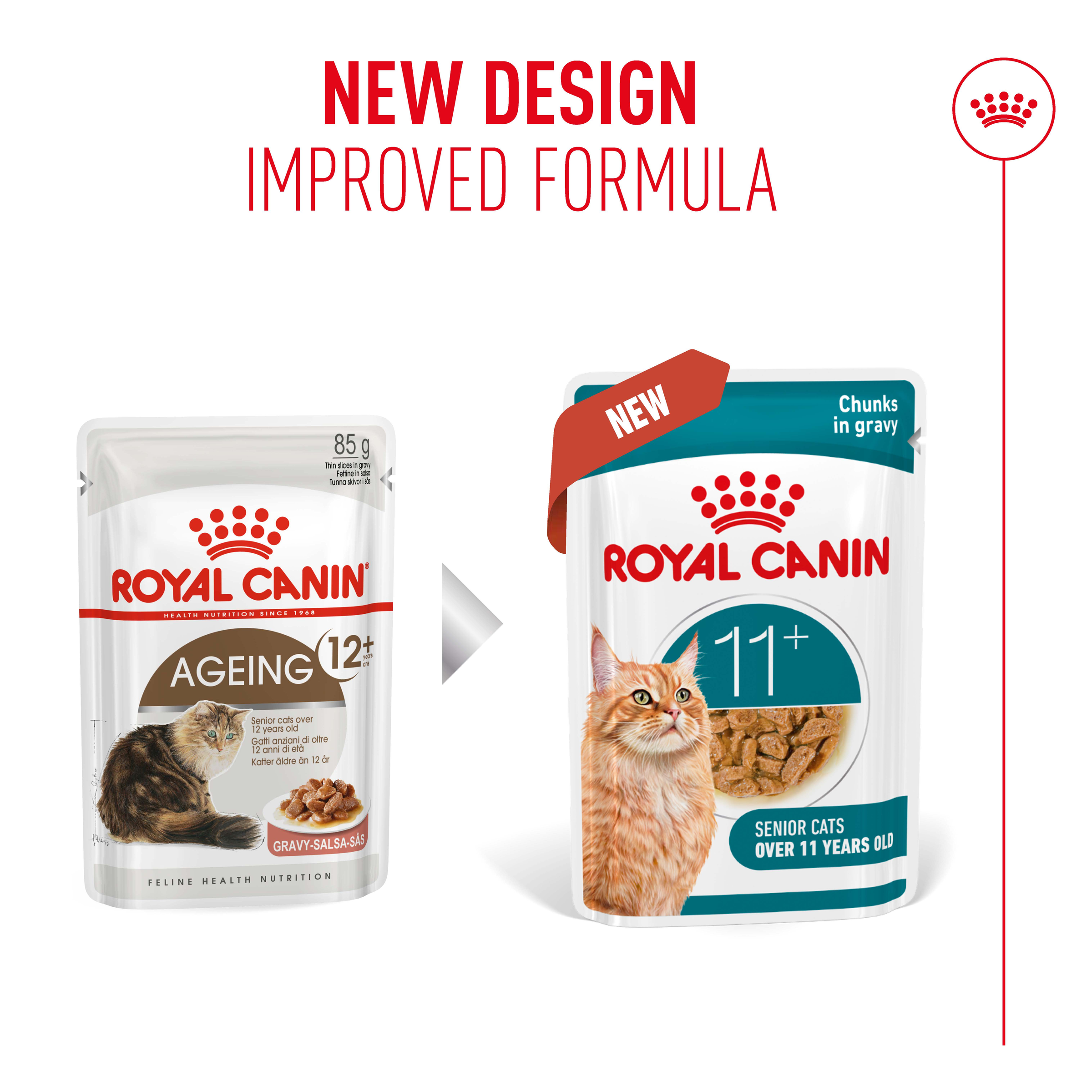 Royal Canin Ageing 11+ Gravy, wet cat food pouches, 12 or 48 x 85g, senior cat