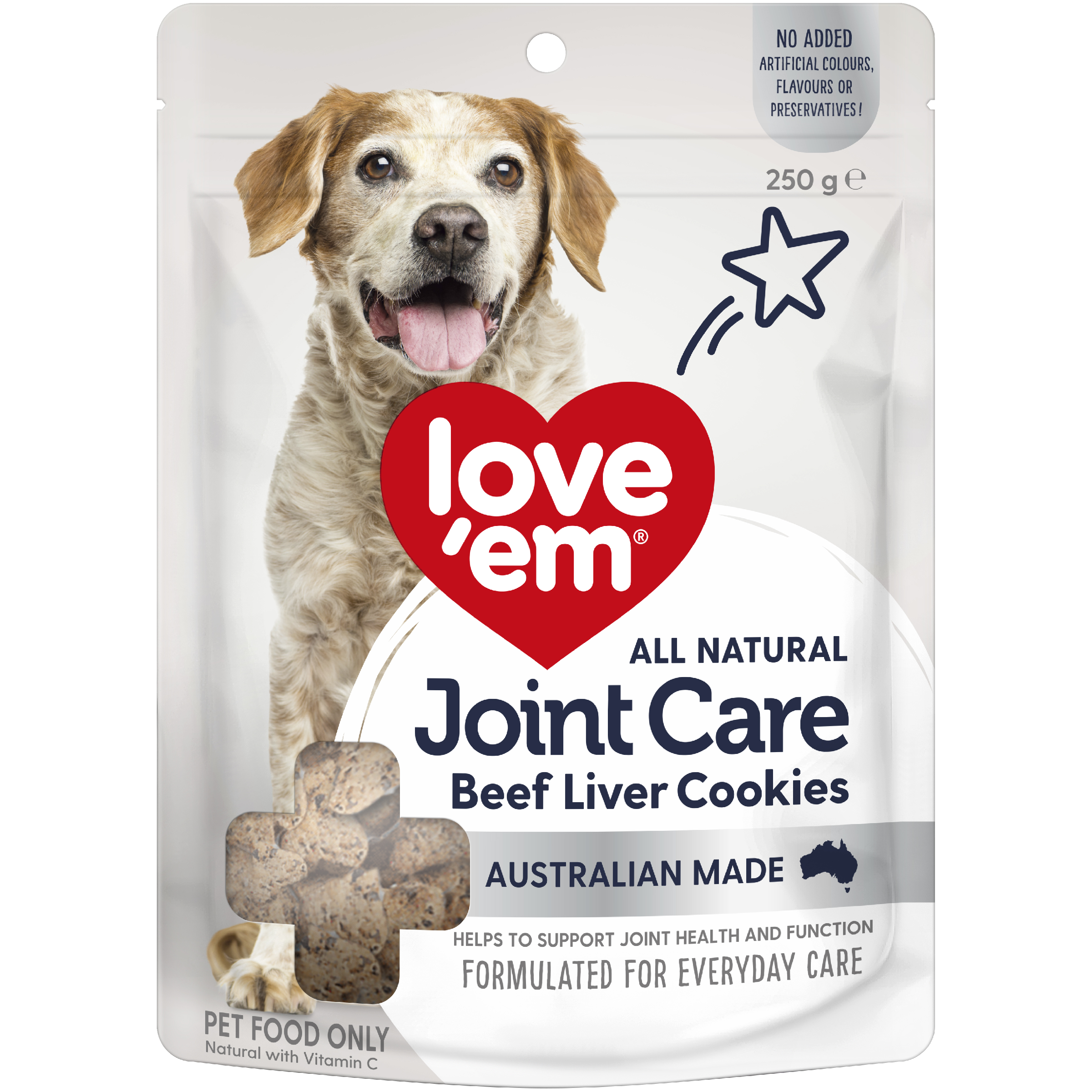 Love'em Beef Liver Joint Care Cookie Dog Treats front of pack