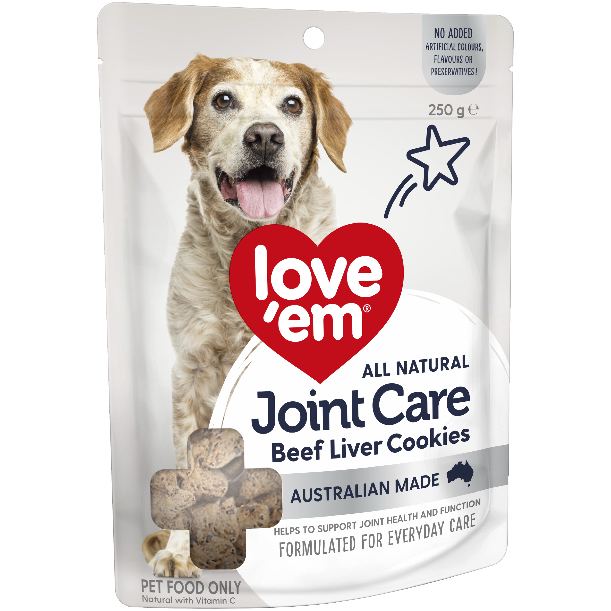 Love'em Beef Liver Joint Care Cookie Dog Treats bag
