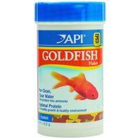 API Goldfish Flakes fish food, 30g tub front label