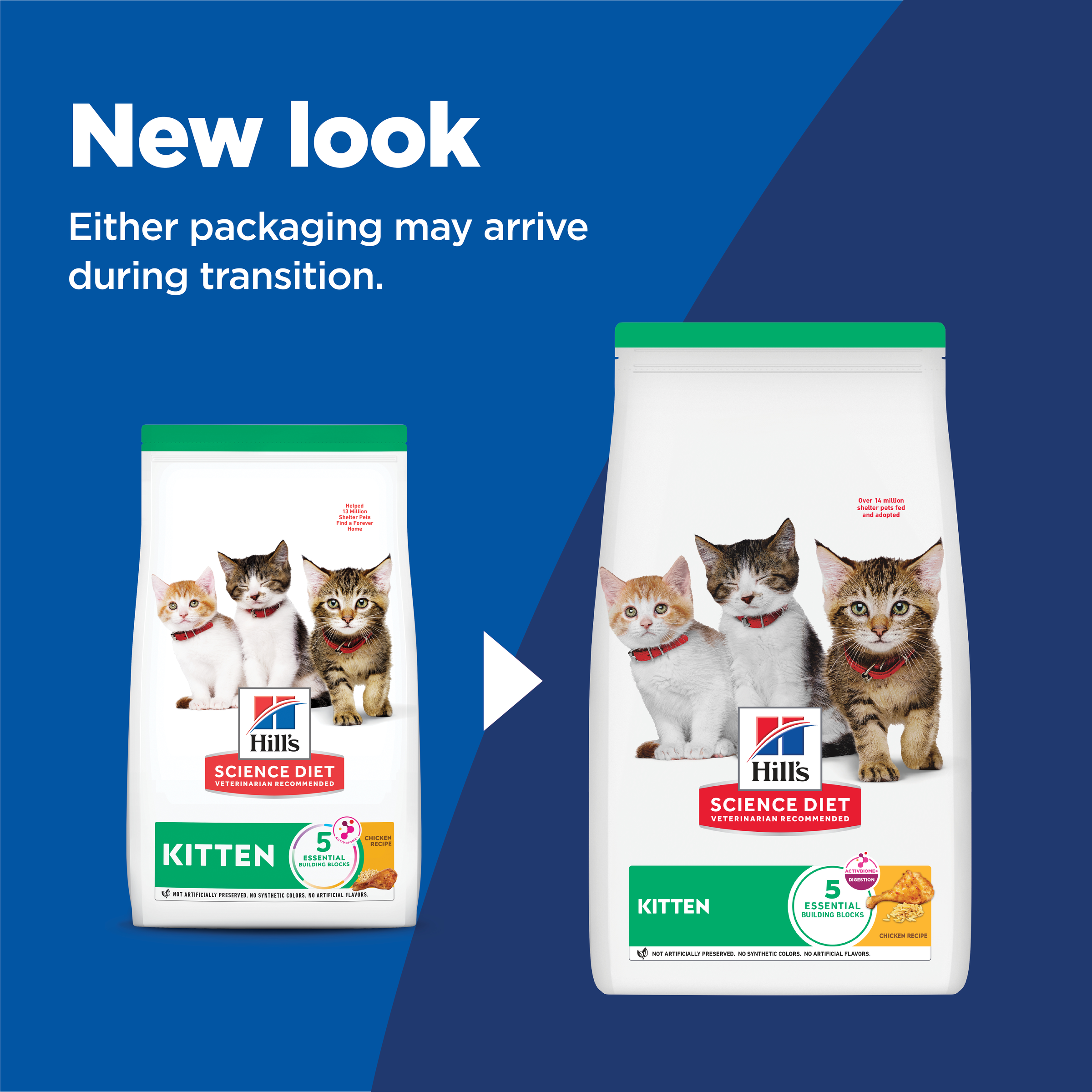 New look: old and new Hill's Science Diet Kitten bags, either may arrive during transition