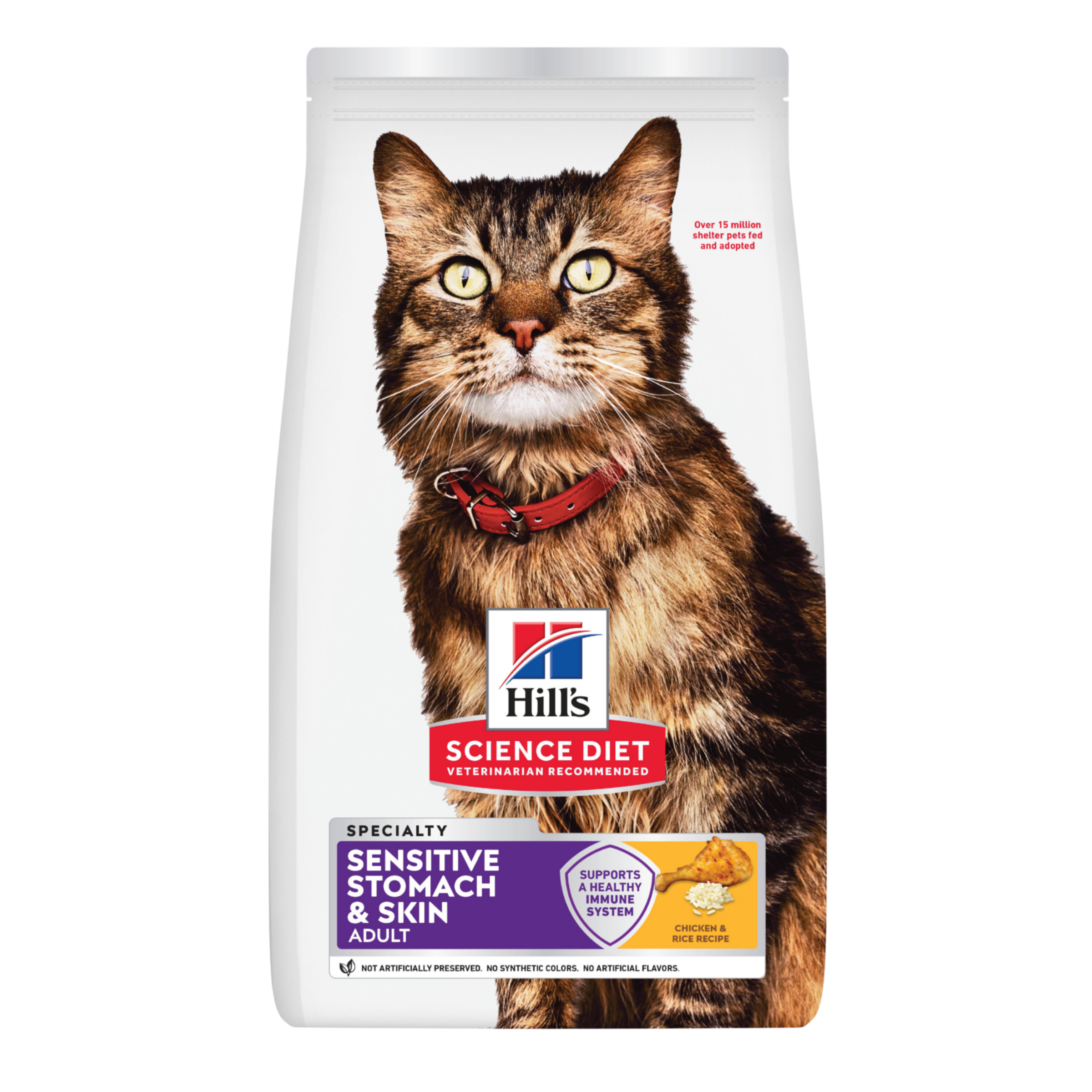 Hill's Science Diet Dry Cat Food Adult Sensitive Stomach & Skin front of pack