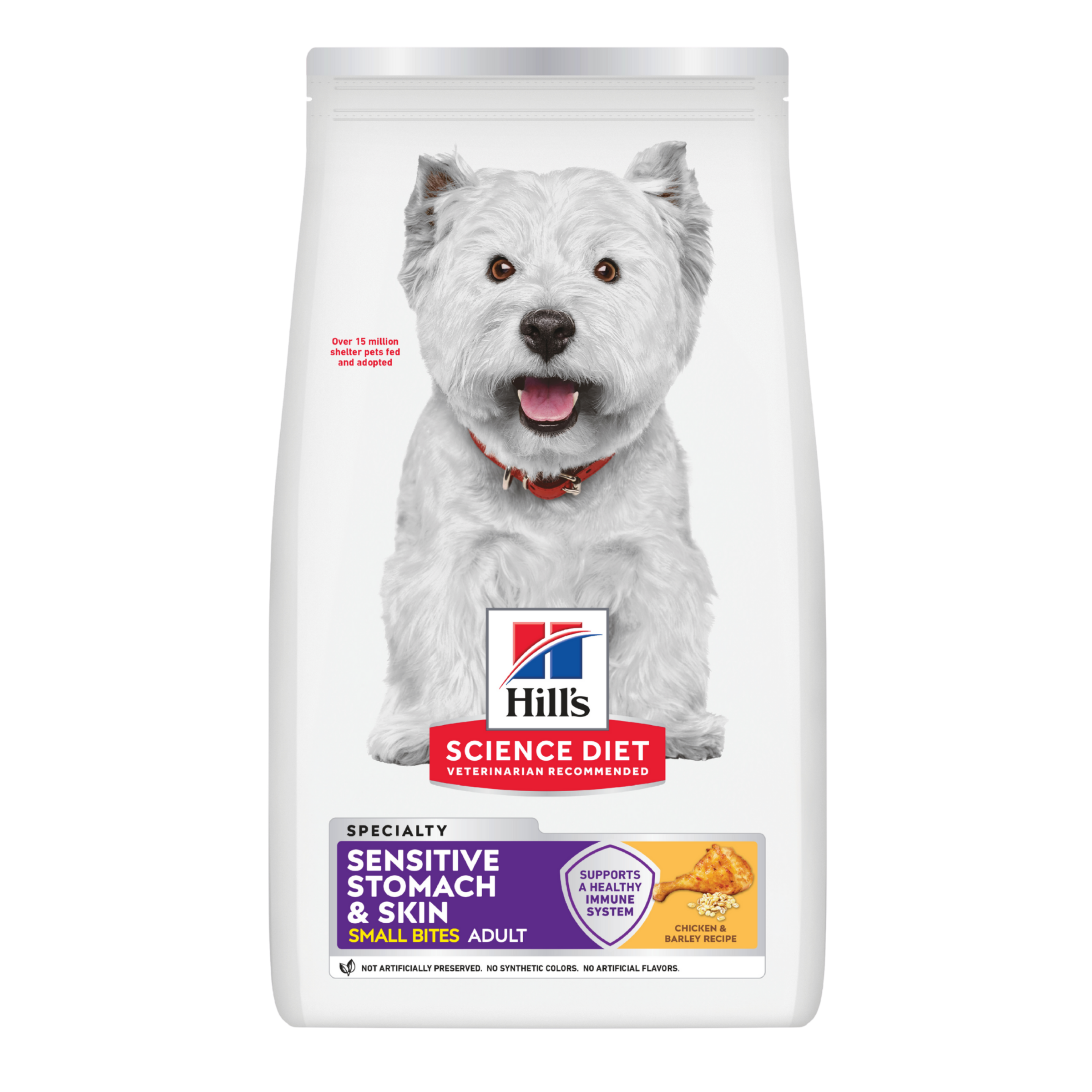 Hill's Science Diet Dry Dog Food Adult Sensitive Skin & Stomach Small Bites front of pack