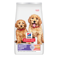 Hill's Science Diet Puppy Sensitive Stomach and Skin dry dog food bag, front of pack