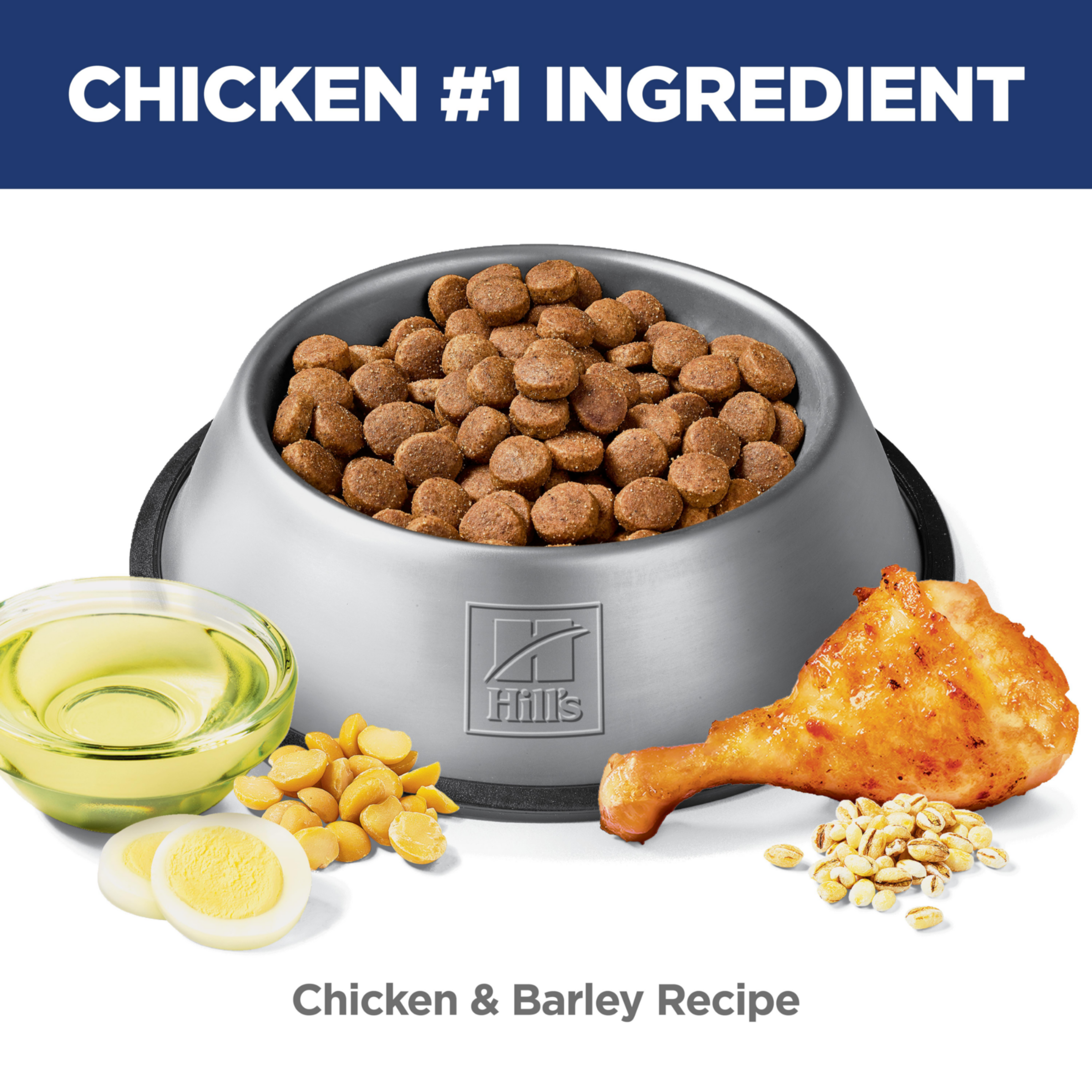 Chicken is the number one ingredient: bowl of Hill's Sensitive Stomach and Skin Large Breed kibble