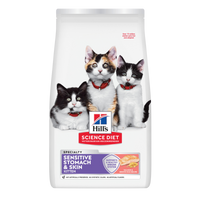 Hill's Science Diet Kitten Sensitive Stomach and Skin dry cat food bag, front of pack