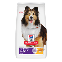 Hill's Science Diet Adult Sensitive Stomach and Skin dry dog food bag, front of pack