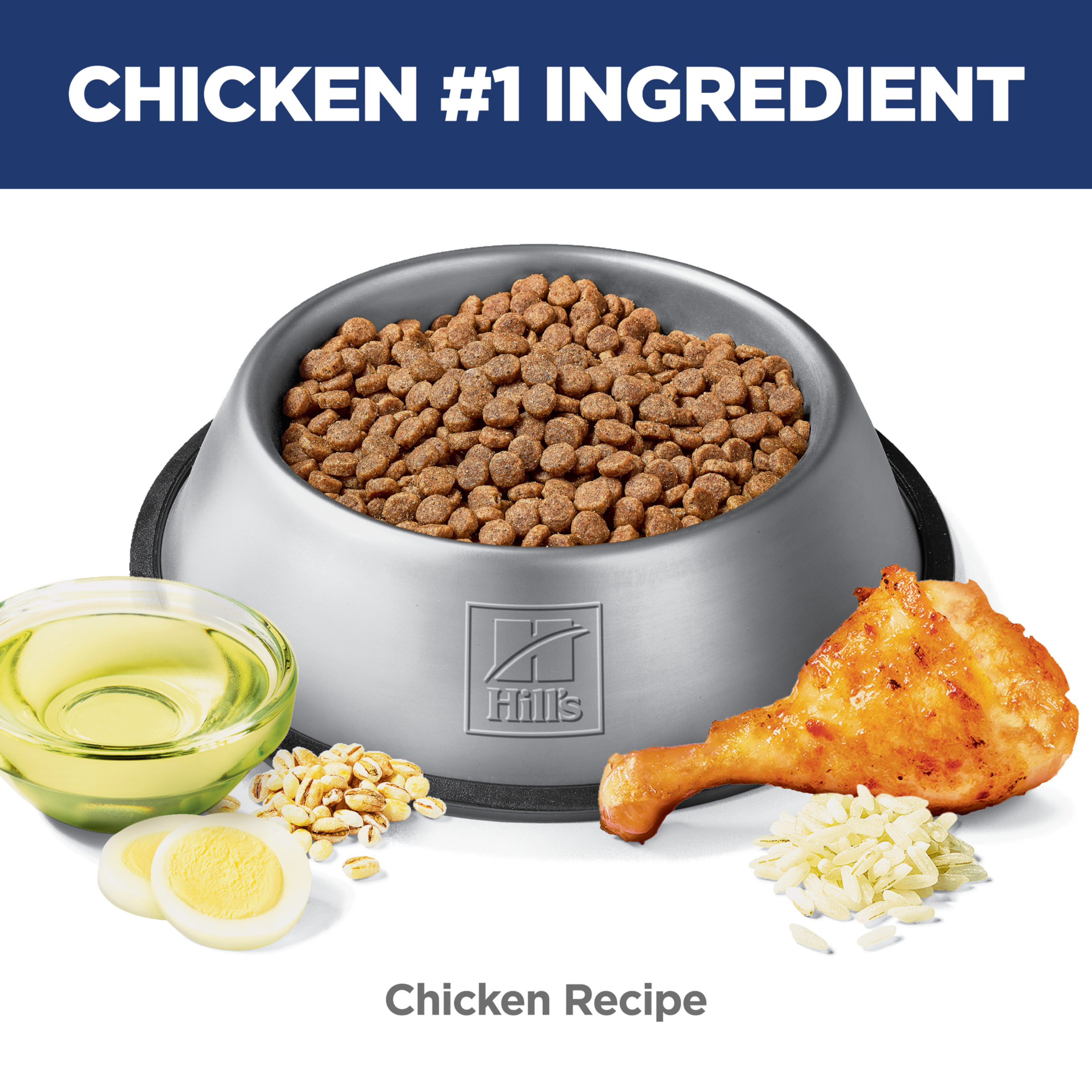 Chicken is the number one ingredient: bowl of Hill's Sensitive Stomach and Skin chicken recipe kibble