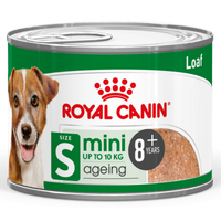 Royal Canin Mini Ageing 8+ Loaf Canned Wet Dog Food front of pack