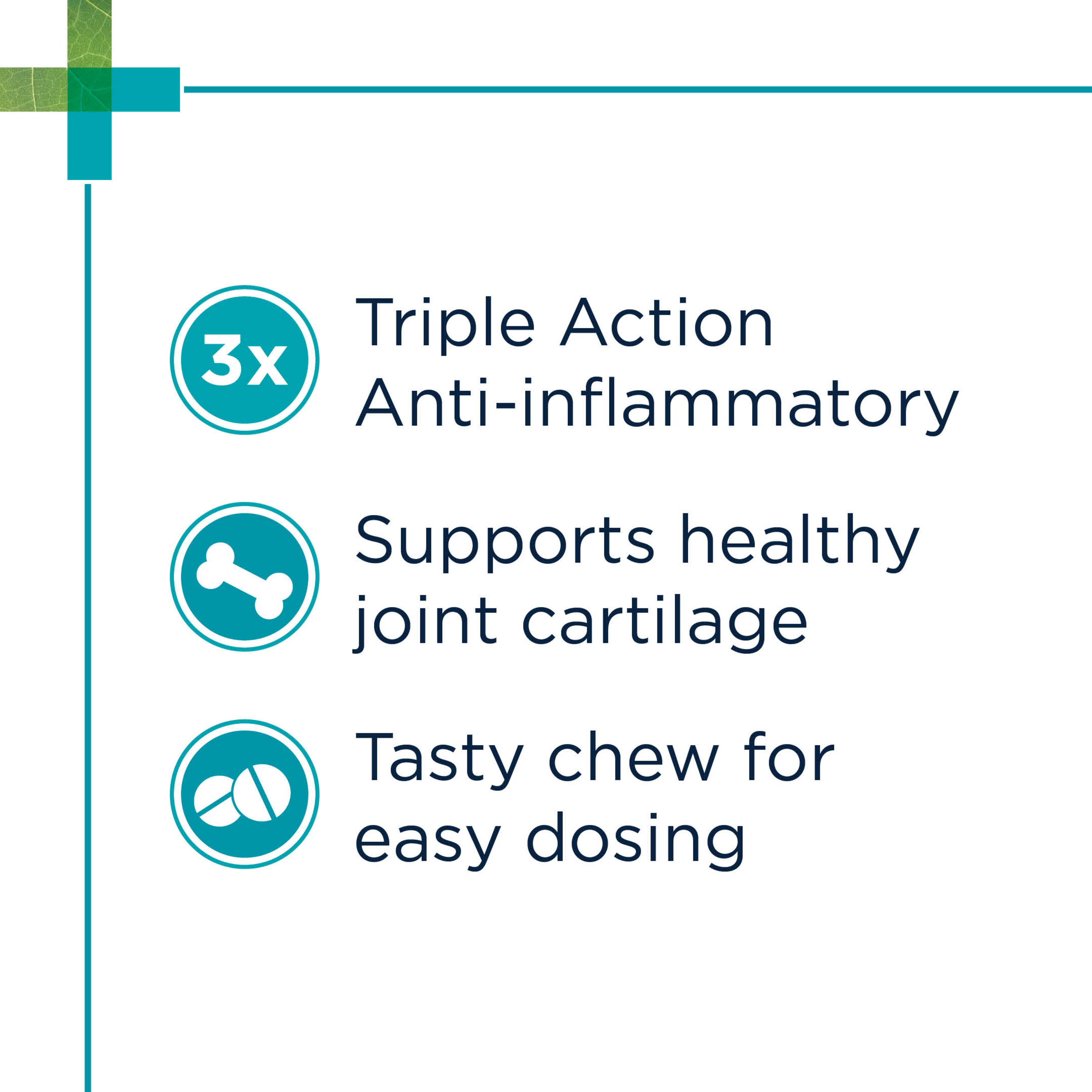 PAW OsteoAdvanced feature panel: triple action anti-inflammatory, joint cartilage, tasty chew