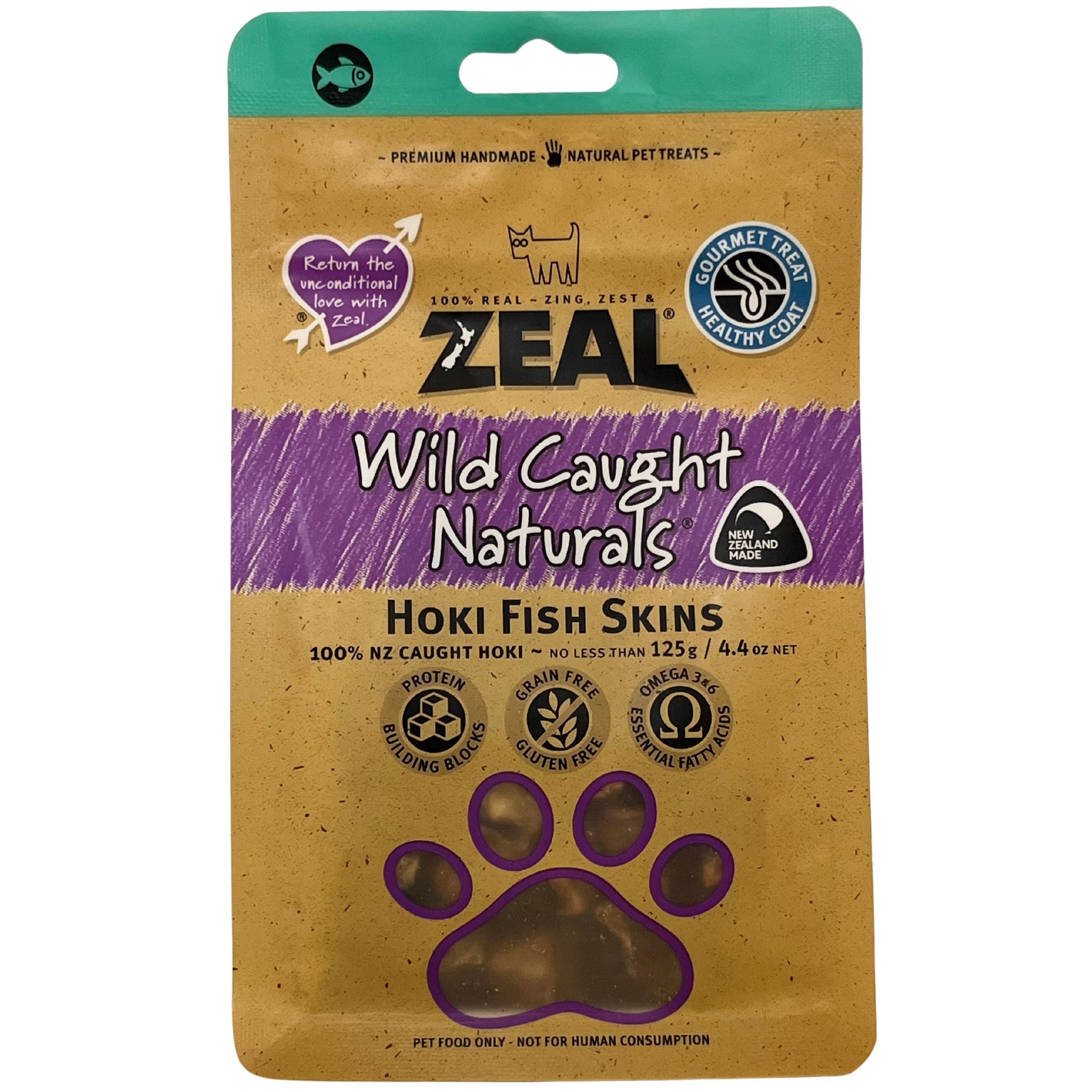 Zeal Free Range Naturals Hoki Fish Skins Pet Treats 125g | PeekAPaw Pet Supplies