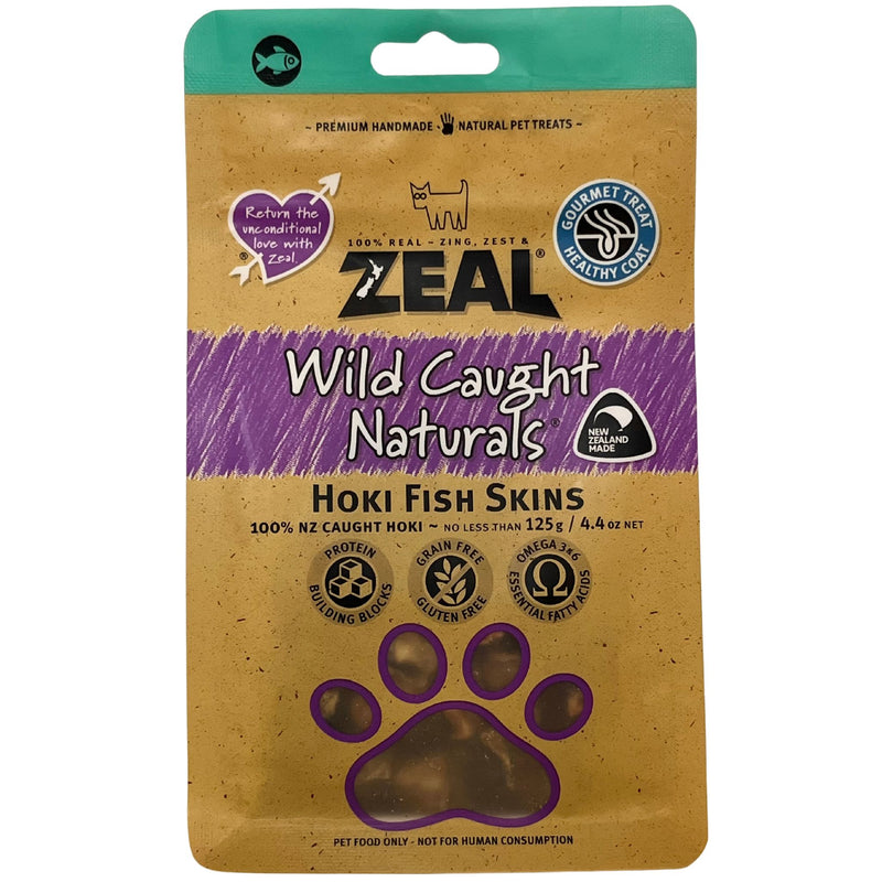 Zeal Fish Zeal Free Range Naturals Hoki Fish Skins Pet Treats 125g
