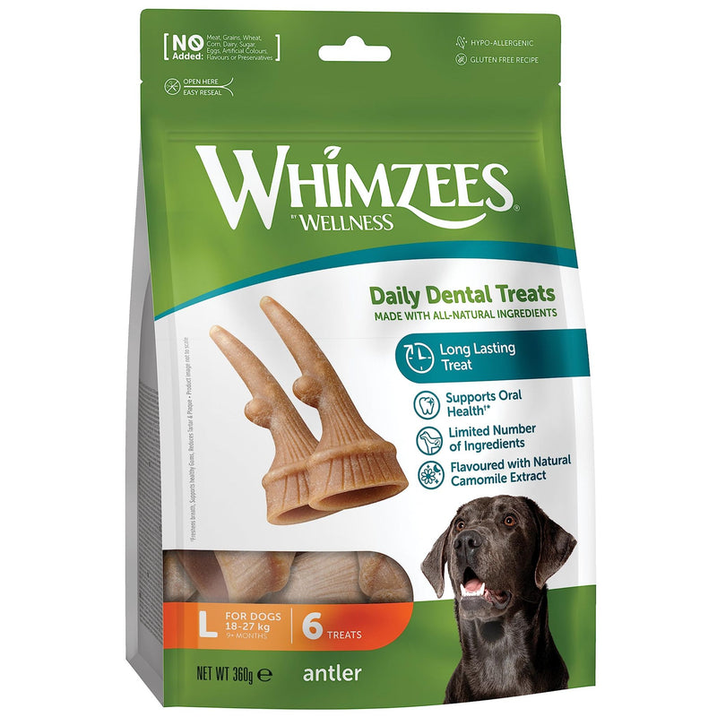 Whimzees Dental Dog Treats Occupy Antlers- Large 6 | PeekAPaw Pet Supplies