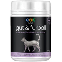 EAC Gut & Furball Support for cats, front of the 100g tub
