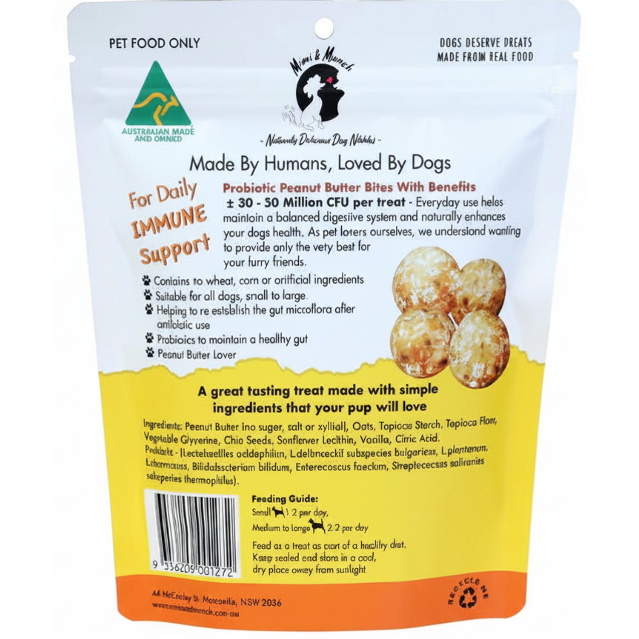 Mimi & Munch Probiotic Peanut Bites Natural Dog Treats