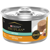 PRO PLAN Kitten Chicken & Liver Entrée classic loaf cat food can, front of pack