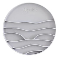 Lilly and Dash cat lick mat insert in Slate, a round silicone mat with wave shaped grooves