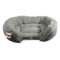 All for Paws AFP LAM luxury lounge dog bed in grey plush, three-quarter view on white