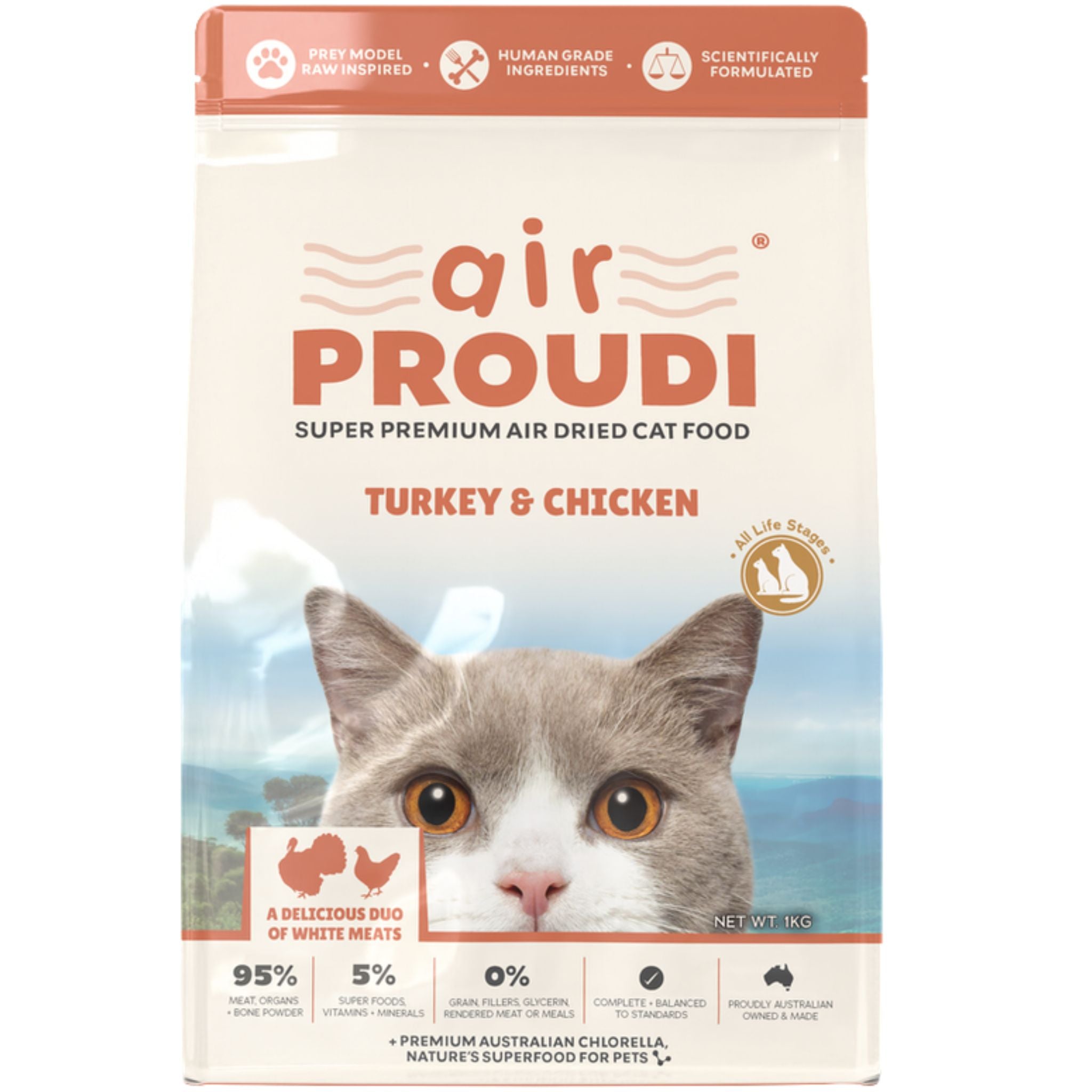 Air Proudi Premium Air Dried Cat Food Turkey & Chicken
