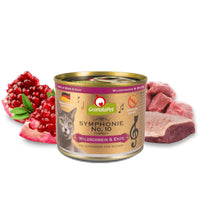 GranataPet Symphonie No. 10 Wild Boar & Duck 200g tin, front of pack with the Made in Germany flag and grain free symbol