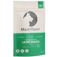 Meaty Treaty Lamb Hearts 100g packaging front