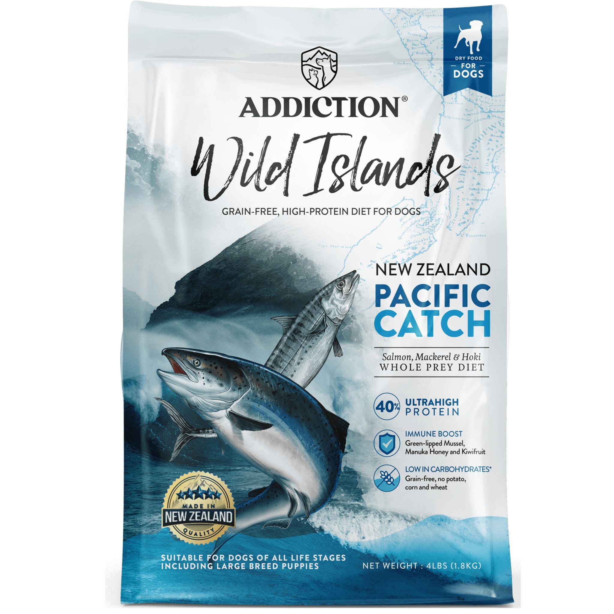 ADDICTION Wild Islands Pacific Catch Premium King Salmon Mackerel & Hoki Dry Dog Food