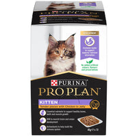 PRO PLAN Kitten Tender pieces with Chicken in Jelly 85g x 12 pouch carton, front of pack