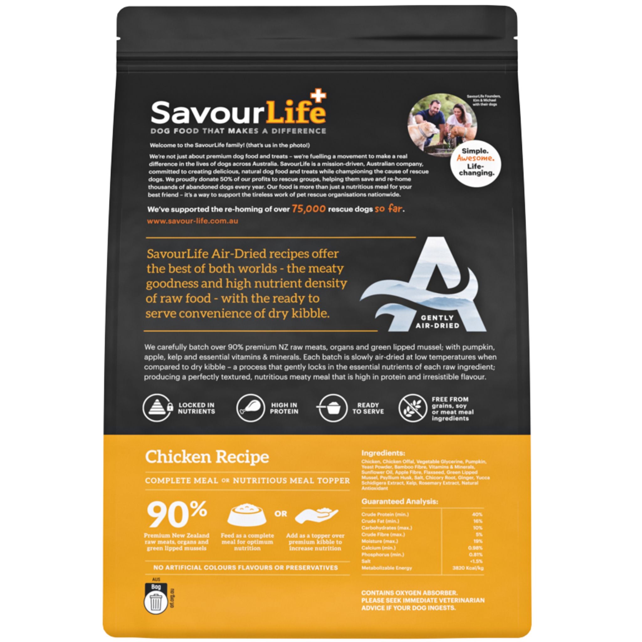 SavourLife Air Dried Adult Chicken Recipe Dry Dog Food