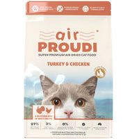 Air Proudi Premium Air Dried Cat Food Turkey and Chicken, front of pack