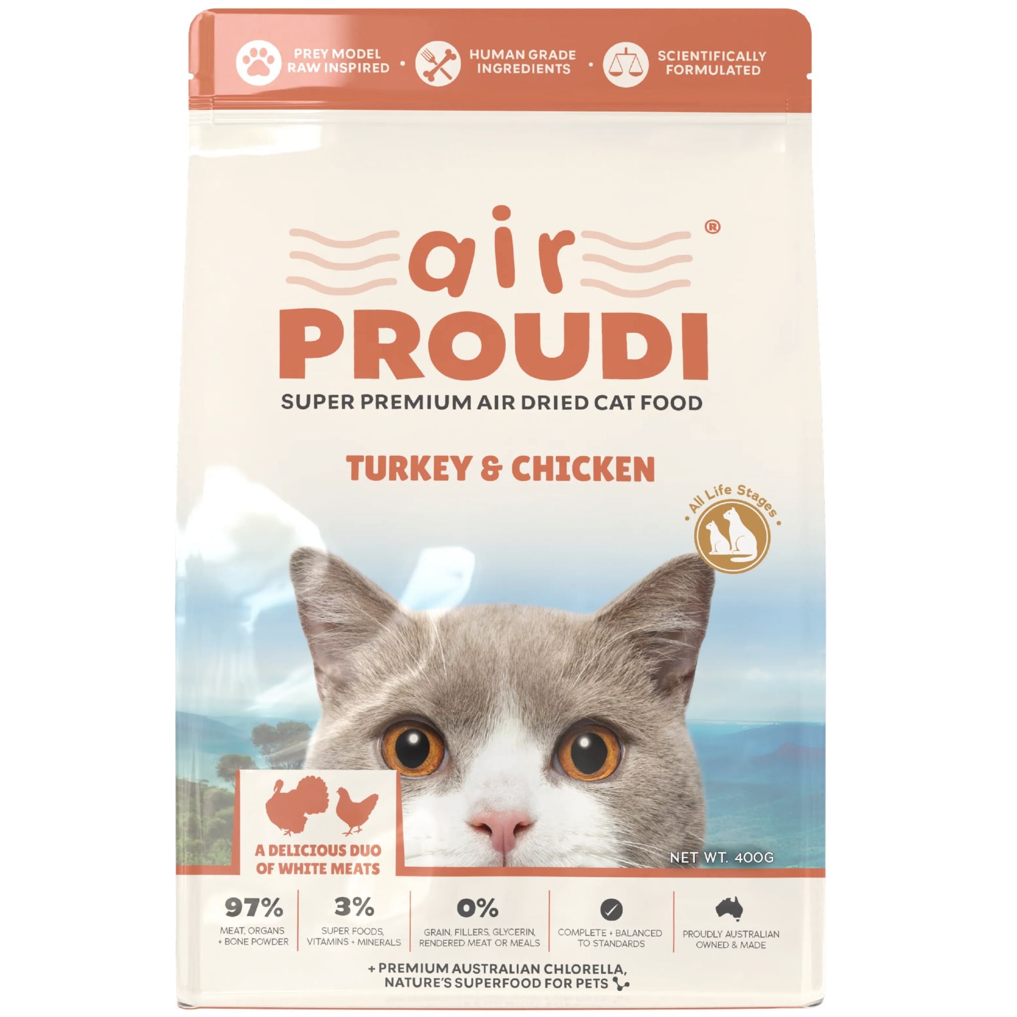 Air Proudi Premium Air Dried Cat Food Turkey & Chicken