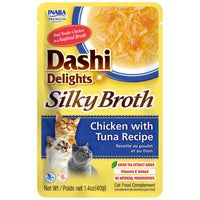 Inaba Dashi Delights Silky Broth Chicken Tuna, 6 x 40g, cat treat