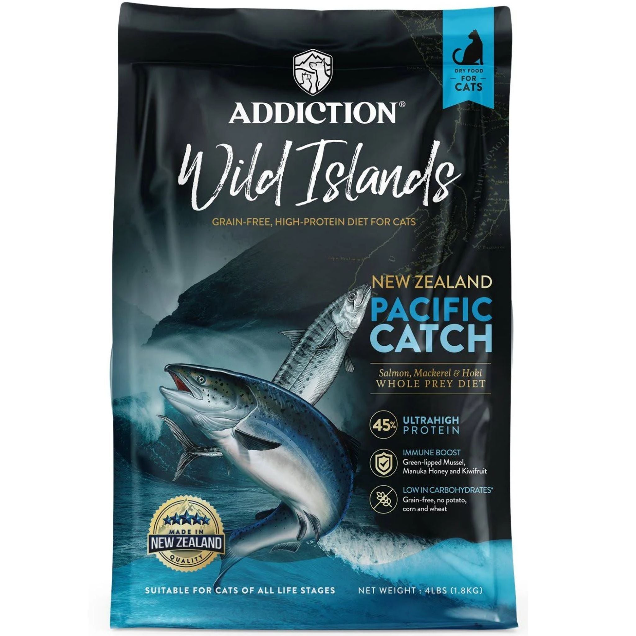 ADDICTION Wild Islands Pacific Catch Premium King Salmon Mackerel & Hoki Dry Cat Food