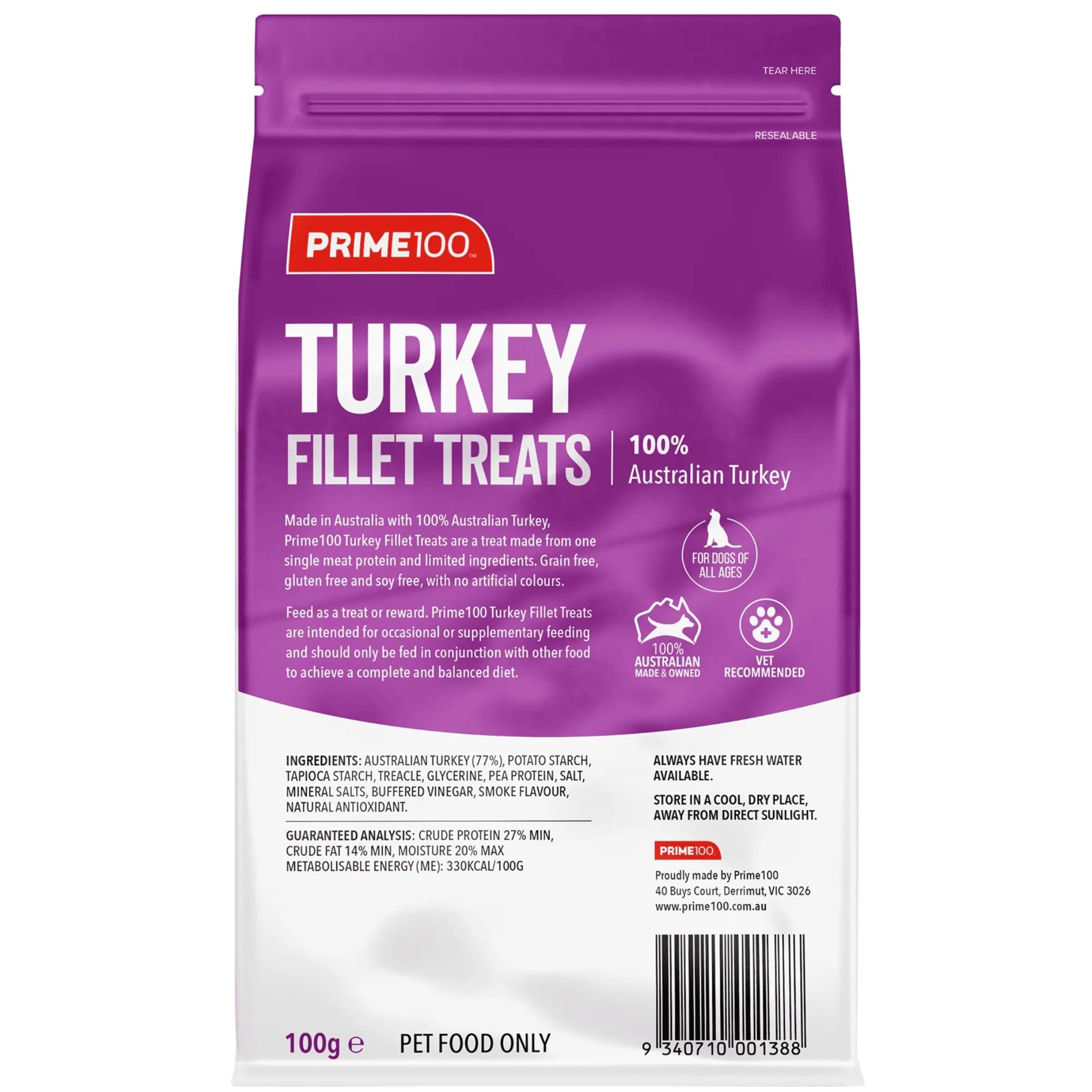 Prime100 Turkey Fillets Dog Treats